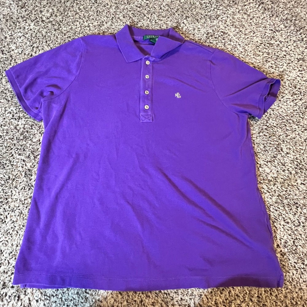 Lauren Ralph Lauren Mens Purple Short Sleeve Cotton Pique Polo Shirt Size 1X/1XG